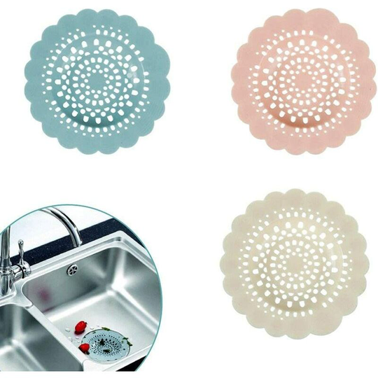 Perleraregb - 3pcs Flower Shaped Silicone Drain Cover Hair Removal Plugs Bathroom Hair Filter Sink Filter Kitchen Sink