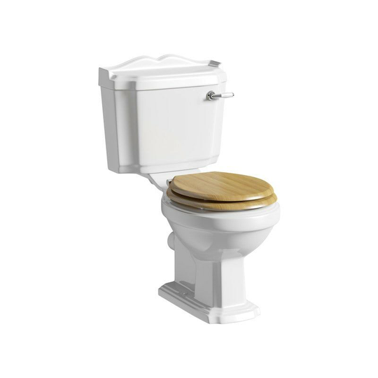 Winchester close coupled toilet with mdf seat - White/Oak - Orchard