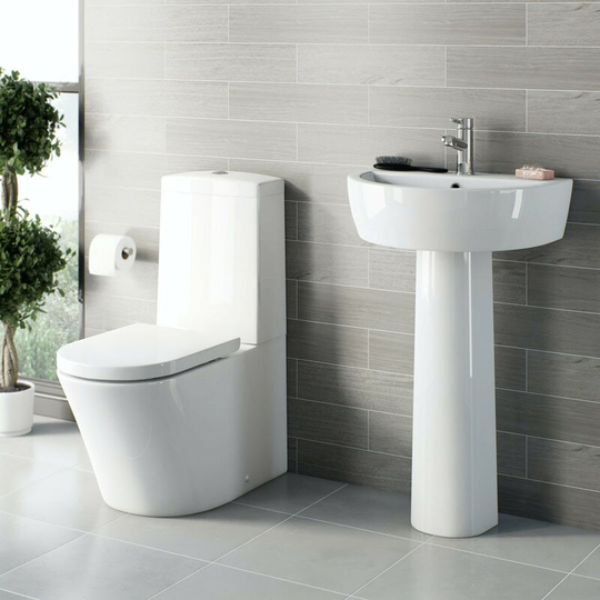 Tate cloakroom suite with full pedestal basin 550mm - White - Mode