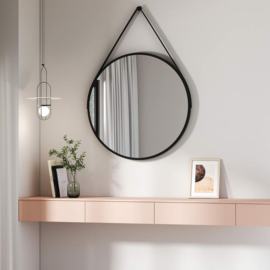 Emke - Bathroom Mirror 800mm Large Circle Mirror Round Mirror Wall Vanity Mirror Framed Hanging Makeup Mirror Decoration for Bathroom Bedroom Living