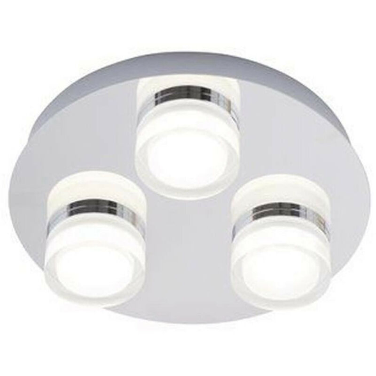 SPA - Amalfi 3 Plate led Flush Bathroom Light - Chrome - Chrome/Opal