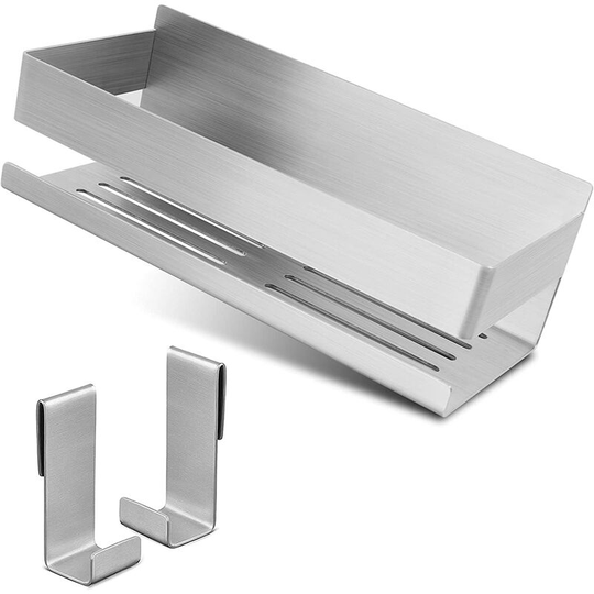 Shower Shelf Without Drilling Self Adhesive Shower Basket Bathroom Shelf SUS304 Stainless Steel - with 2 Hooks