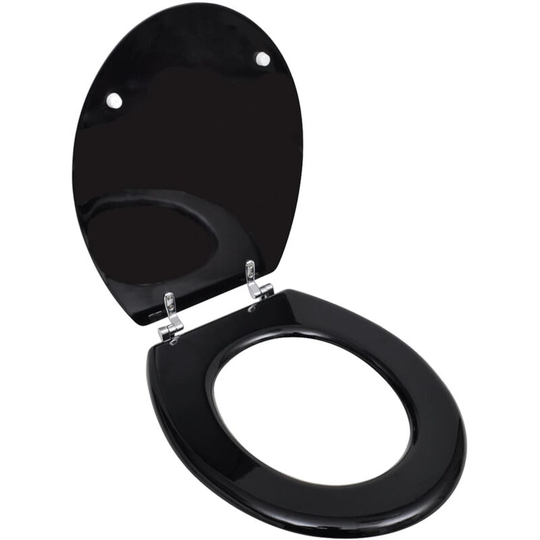 Wc Toilet Seat mdf Hard Close Lid Simple Design Black