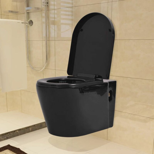 Wall Hung Toilet Ceramic Black VDTD10417 - Topdeal