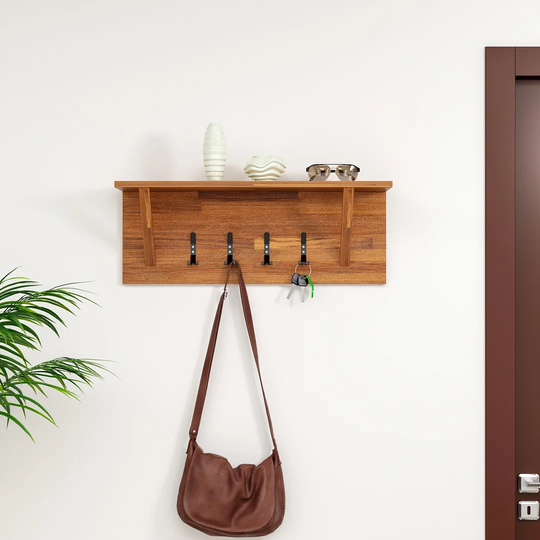 Mendota Solid Wood 4 - Hook Wall Mounted Coat Rack with Storage