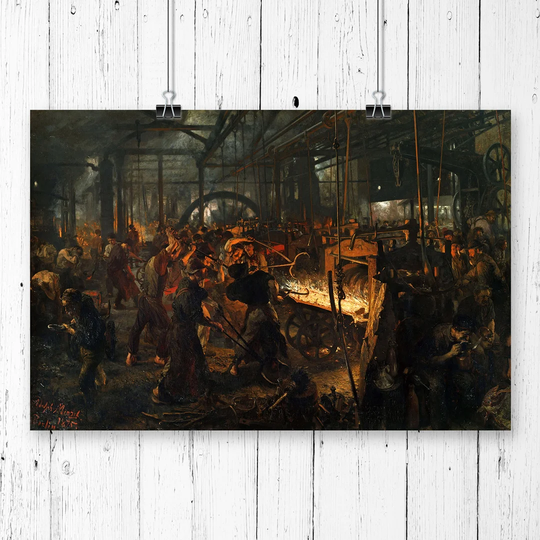 The Iron Rolling Mill' by Adolph Menzel Graphic Art