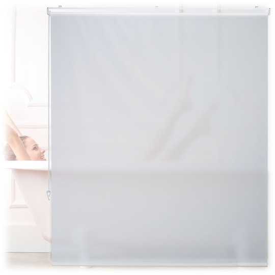 Relaxdays Bathroom Roller Blind, for Shower & Bathtub, Water Repellent, Quick Drying, Ceiling & Window, 140x240cm, White