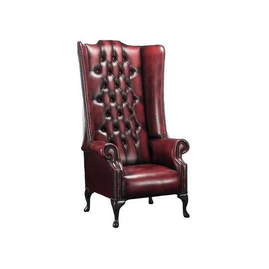 Chesterfield Soho 1780's Leather High Back Wing Chair Antique Oxblood