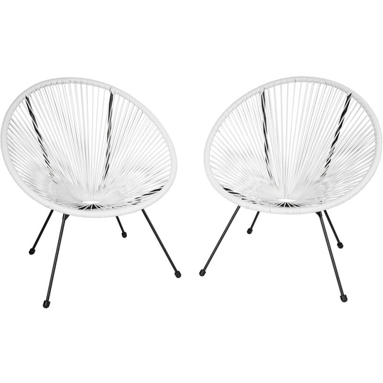 Garden chairs in retro design (set of 2) - dining chairs, egg chairs, bedroom chairs - white - white
