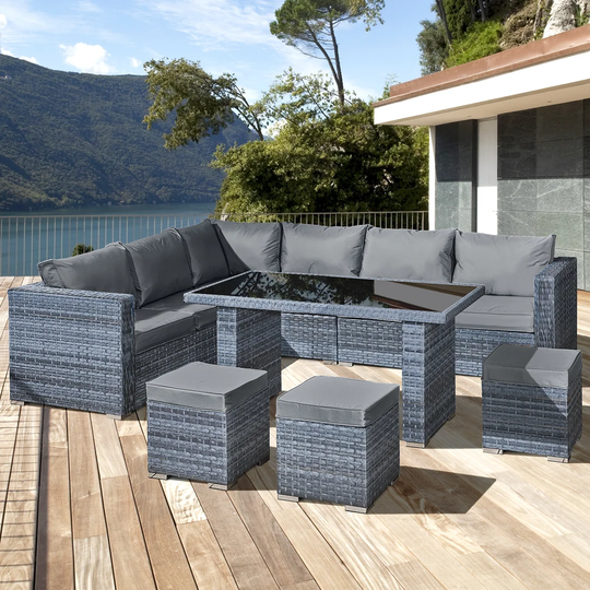 Lizzo 9 Seater Rattan Corner Sofa Set