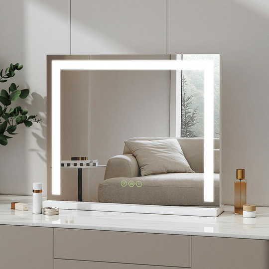 Meykoers - Hollywood Dressing Table Mirror 60x52cm White Border led Vanity Mirror with Variable Light & 3 Color lights Cosmetic Mirror - 60x52x12cm |