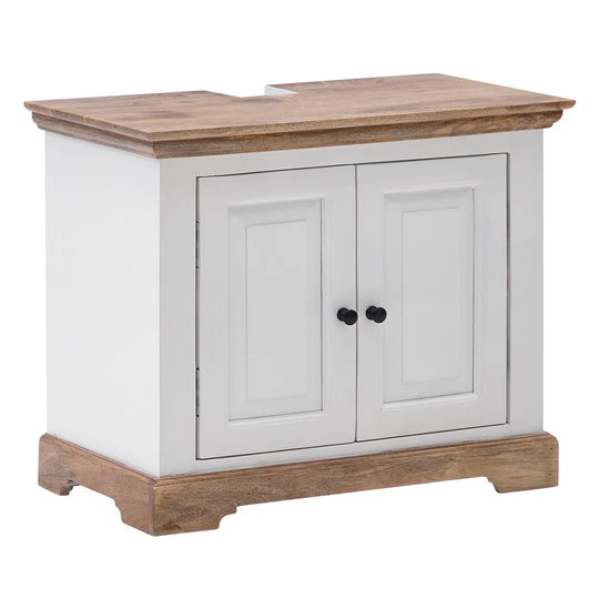 Rosalind Wheeler vanity unit with 2 doors, solid mango wood, white 73 x 60 x 42cm Free -standing bathroom cabinet | Bathroom cabinet, midi cabinet, sm