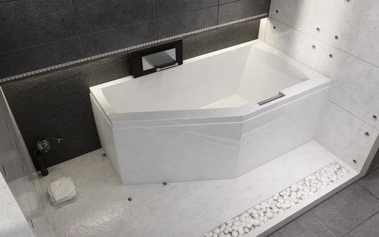 RIHO Acrylic Corner Bathtub Left GETA 170X90 Cm With Integrated Handle