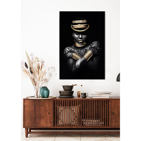 Mysterious Beauty with a Hat and Jewellery - Unframed Photograph on Glass