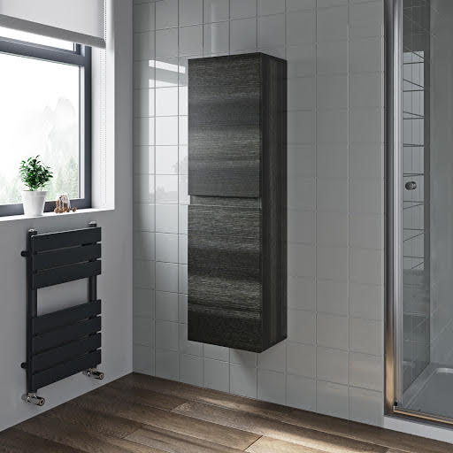 Artis Flat Pack Charcoal Grey Wall Hung Tall Bathroom Cabinet 1200 x 350mm