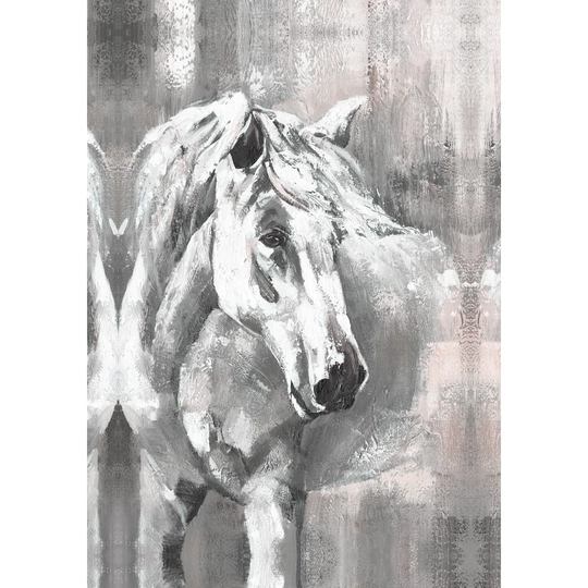 Neutral Blushy Horse - Wrapped Canvas Painting Print