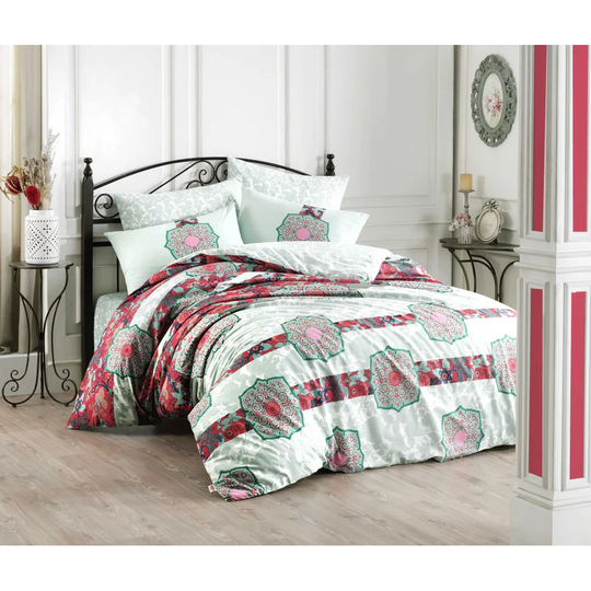 Tomball Mint/Green/Red 100% Cotton Duvet Cover Set