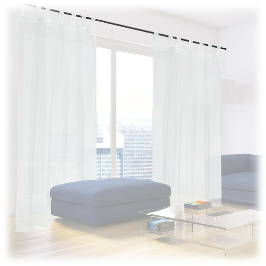 Set of 2 Relaxdays Curtains, HxW: 245 x 140 cm, Semi-transparent, Decorative, Living Room & Bedroom, with Loops, White