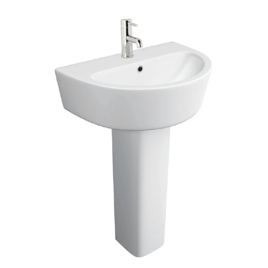 White Vitreous China U-Shaped Bathroom Sink