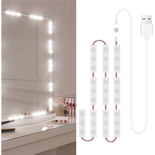 Led Makeup Mirror Lights 30LEDs Dimmable Touch Control Vanity Mirror Lights Bathroom Mirror Light with usb Cable led Strip Lights Dressing