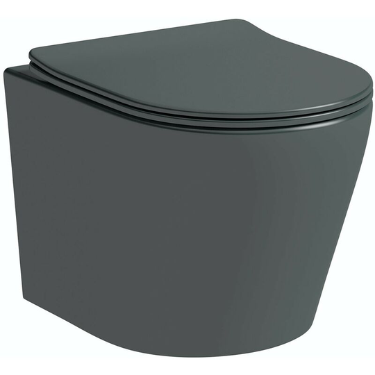 Mode - Orion charcoal grey wall hung toilet and soft close seat - Grey