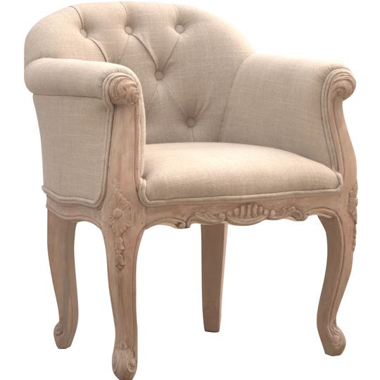 Forrest Carved Mud Linen Armchair