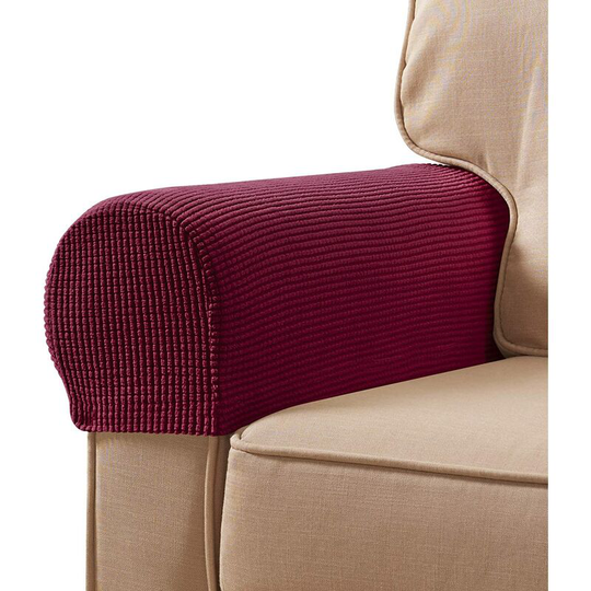 Stretch Armrest Covers Spandex Arm Covers for Chairs Couch Sofa Armchair Slipcovers for Recliner Sofa with Twist Pins 2pcs (Wine)