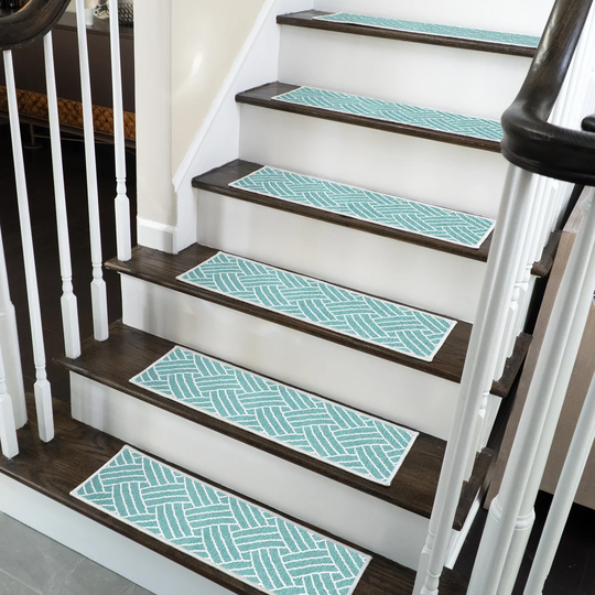 Sisal Design Non-Slip Light Teal Stair Tread