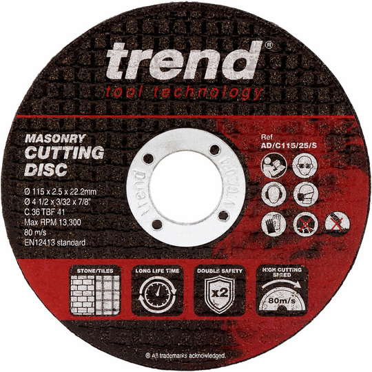 AD/C115/25/S 115Mm Masonry Cutting Disc - Trend