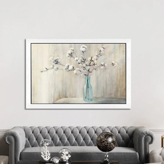 Cotton Bouquet by Julia Purinton - Floater Frame Graphic Art Print on Canvas