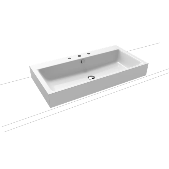 Matt Black Steel Enamel Rectangular Countertop Bathroom Sink with Overflow