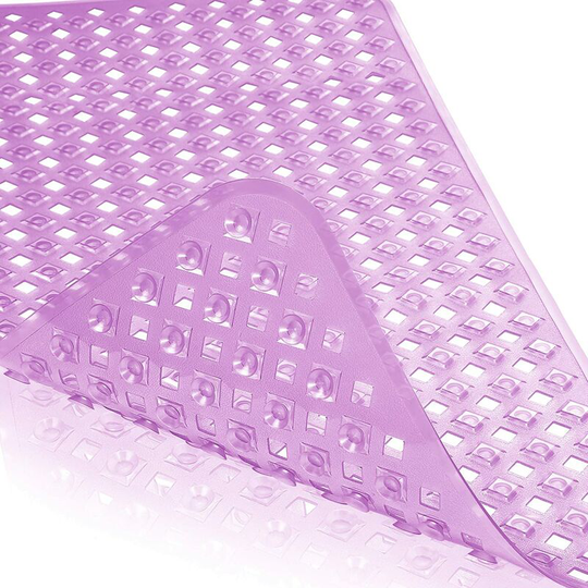 Kartokner - Non Slip Bathtub Mats with Drain Holes, Suction Cups, Machine Washable 27.5 x 15.5 In, Clear Purple