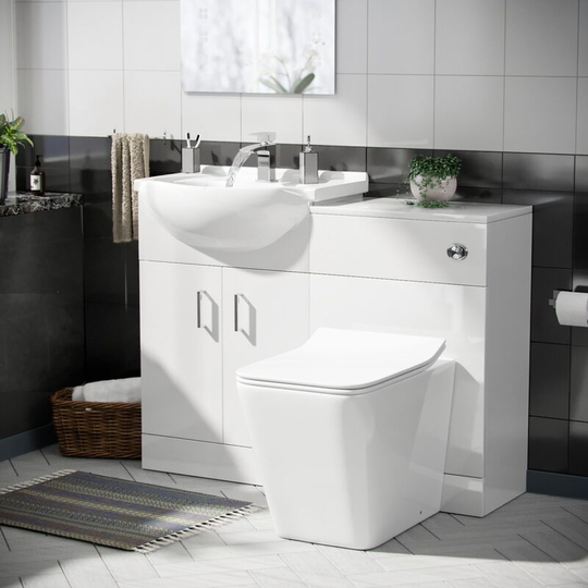 Neshome - Ellen 550mm Flat Pack Vanity Basin Unit, wc Unit & Elora Back To Wall Toilet White