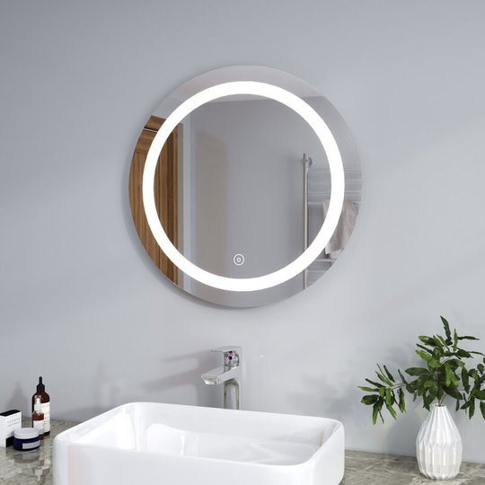 Bathroom Mirror Splashproof Wall Mounted 600x600mm Mirror Illuminated led Mirror with Demister + Sensor - Elegant