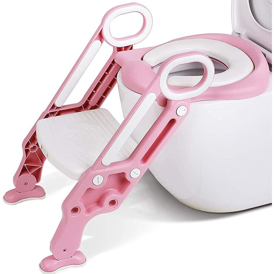 Pedy - Foldable Toddler Toilet Seat, Toddler Training Seat Ladder, 38 - 42 cm Height Adjustable Children's Toilet Seat with Non-Slip Stairs, Sturdy