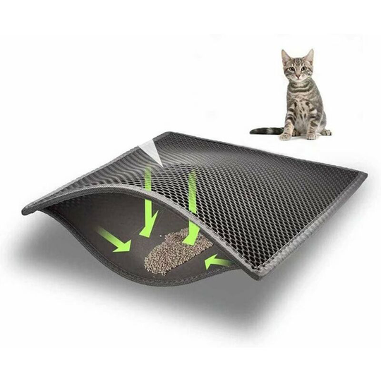 Cat Litter Mat,Waterproof Non Toxic EVA,Cat Litter Tray Mat,Double Layer Honeycomb Design - Litzee