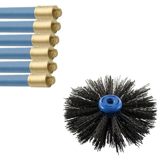 Drain Chimney Flue Cleaning Set 6x Drain Rods BAI1600 16 Brush BAIZ5689 - Bailey