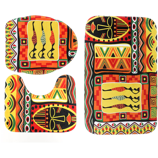 Face Tribe Pattern Home Bathroom Decor Set 3pcs mats