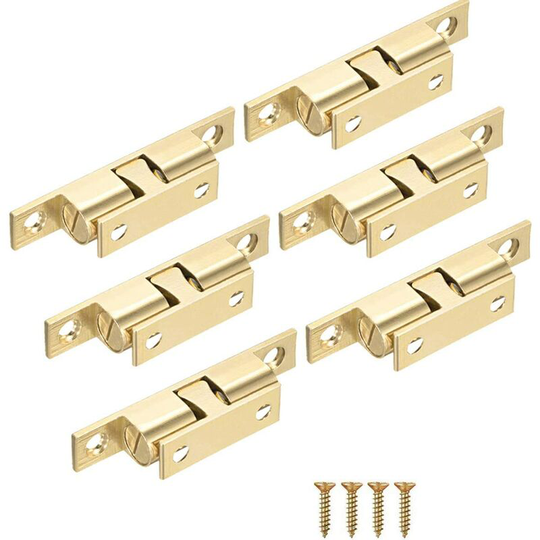 Perleraregb - 6 Pack Adjustable Copper Magnets Magnetic Catch with Screw Double Ball Catch for Closet Cabinet Furniture Cabinet (Golden)