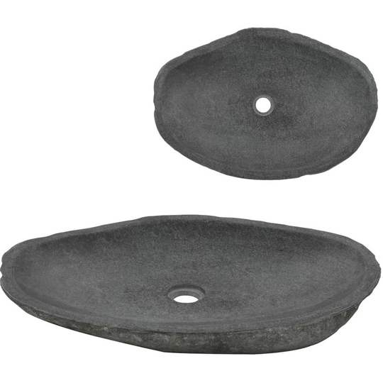 Wash Basin River Stone Oval 60-70 cm - Grey