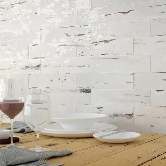 Bespoke Vintage White Ceramic Tile Sample - White - Amiata