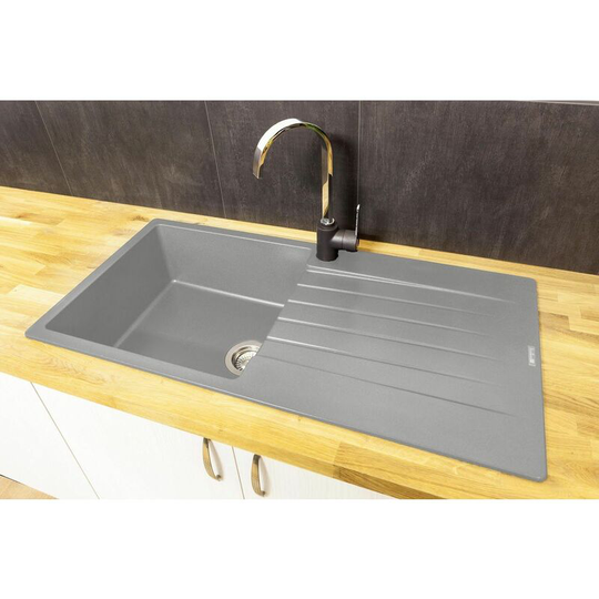 Reginox - Harlem10 Silver Grey 1 Bowl Kitchen Sink Drainer Granite - Grey