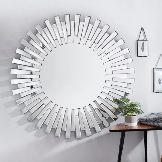 Barston Sunburst Glass Framed Wall Mounted Accent Mirror