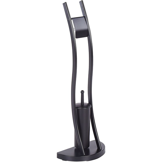 Modern Freestanding Toilet Paper Holder and Brush Stand Steel Black Soacha - Black