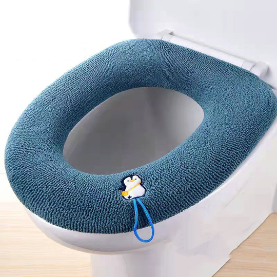 Household Washable Knitted Toilet Seat Retractable Strong Elasticity Cushion (blue)