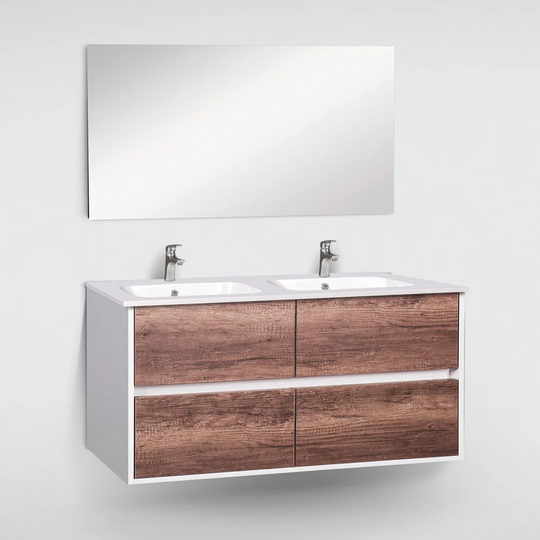 Elois White 120 Wall Mounted Double Vanity Unit
