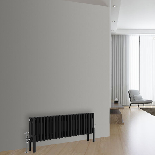 NRG - Traditional Vintage Cast Iron Style Radiator Black 4 Column 300x1010mm