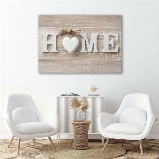 Canvas Print Modern Home Heart White