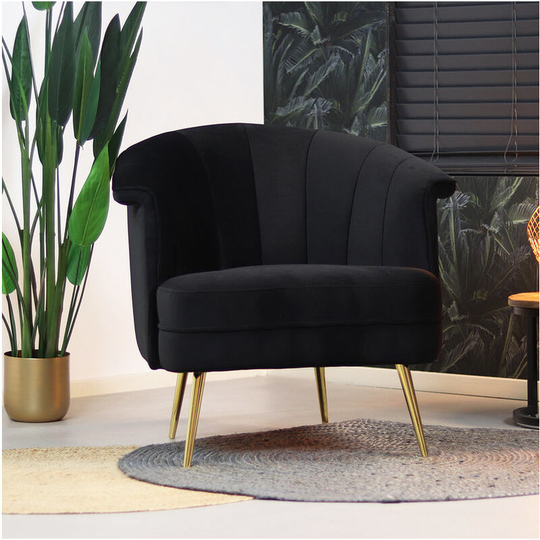 Velvet armchair Amy Black - Black