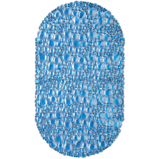 Relaxdays - Anti-Slip Bath Mat, Stone-look Design, Non-Slippery Suction Cups for Bathtub, Washable, WxD: 36 x 67 cm, Blue